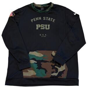 Nike Penn State Military Sweatshirt Mens Size 2XL Black Camo Dri Fit Performance